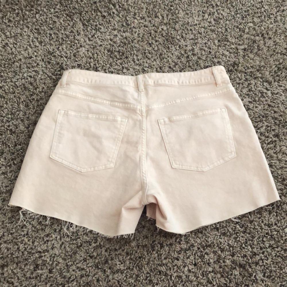 H&M Jean Shorts High Waist SZ 10 Cream Beige Tan - Picture 5 of 9
